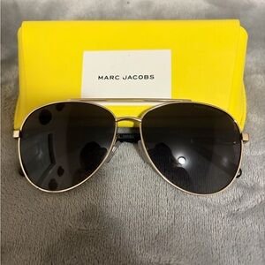 Marc Jacobs Silver Aviator Sunglasses with Yellow Case